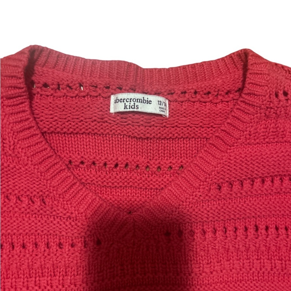 Abercrombie Kids 13/14 Pink V Neck Knit Sweater Pointelle (fits adult XS ) - Picture 4 of 6